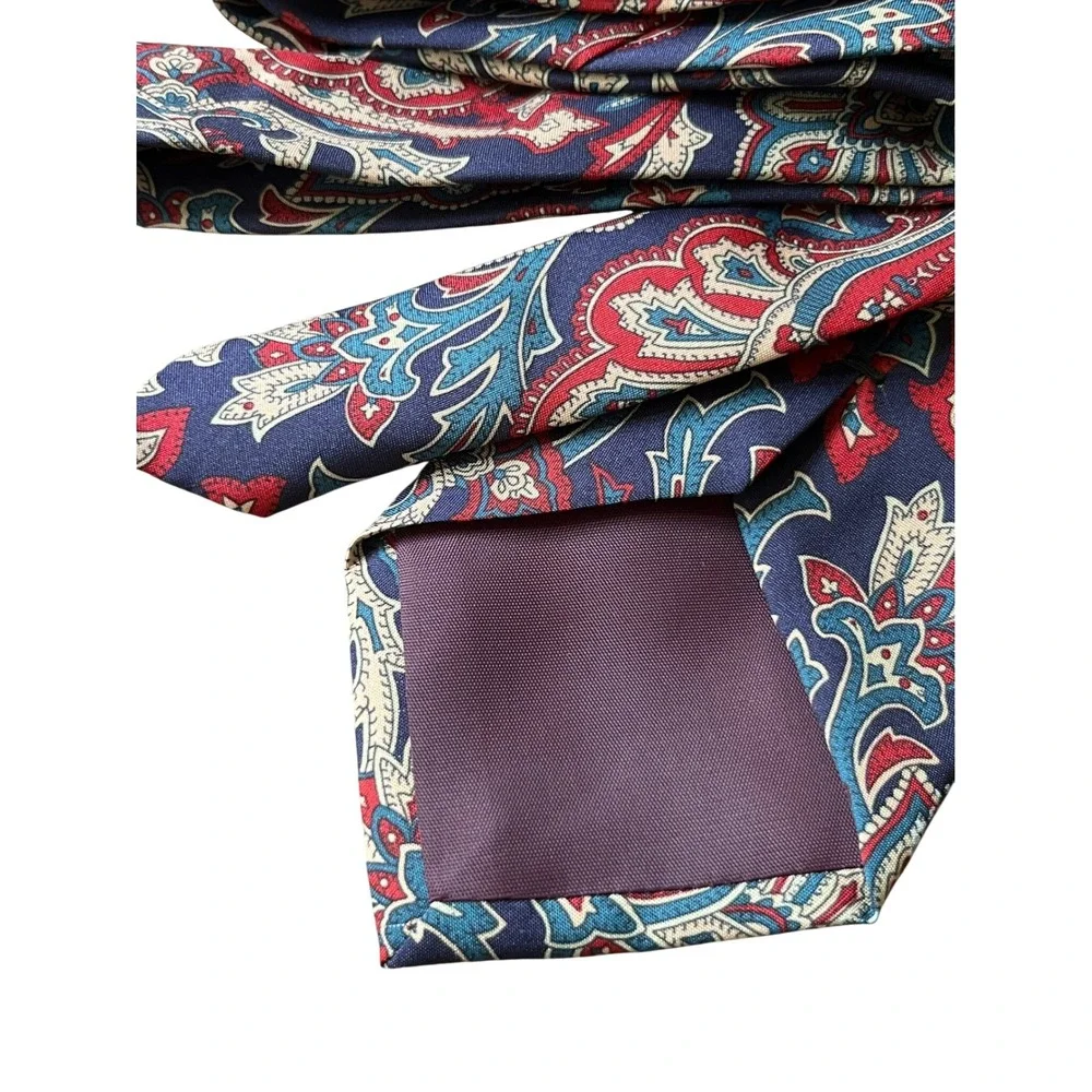 RIVETZ OF BOSTON Men's Silk Neck Tie MADE IN THE USA Blue/Red/Navy/Beige PAISLEY